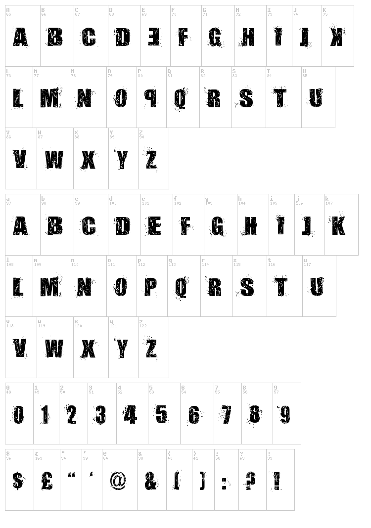 Assassins Dub font map